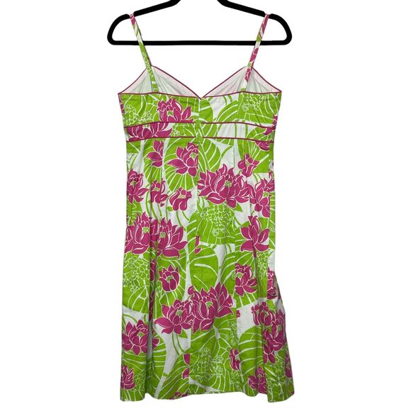 Vintage Lilly Pulitzer Frog Lily Pad Floral Dress Pink Green Sleeveless Women 4 - Picture 3 of 9